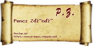 Pencz Zénó névjegykártya
